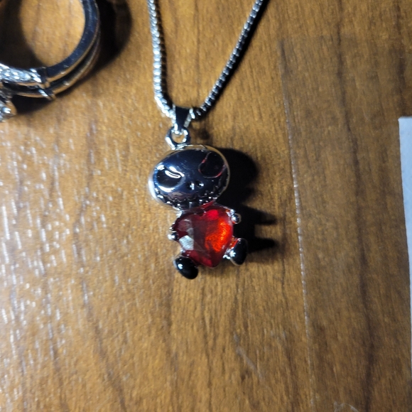 Nightmare before Christmas Jack skellington necklace and ring - Picture 3 of 4